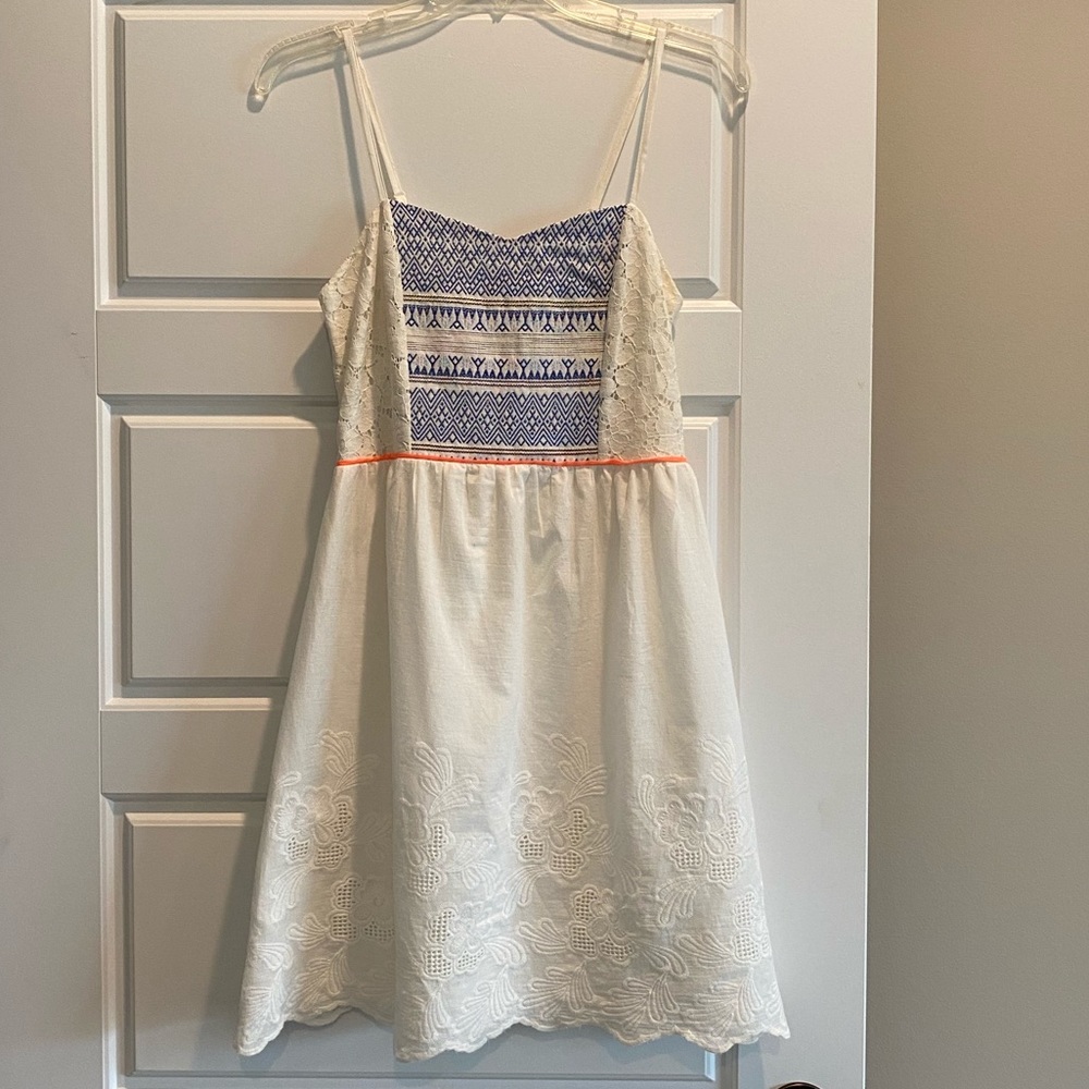 White Lace and Embroidered Dress